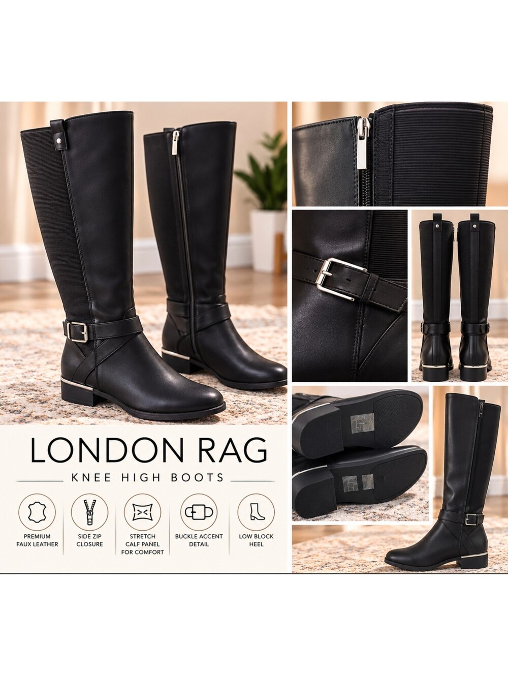 NEW London Rag Snowd Black Knee High Riding Boots Women’s Size 9 NIB
